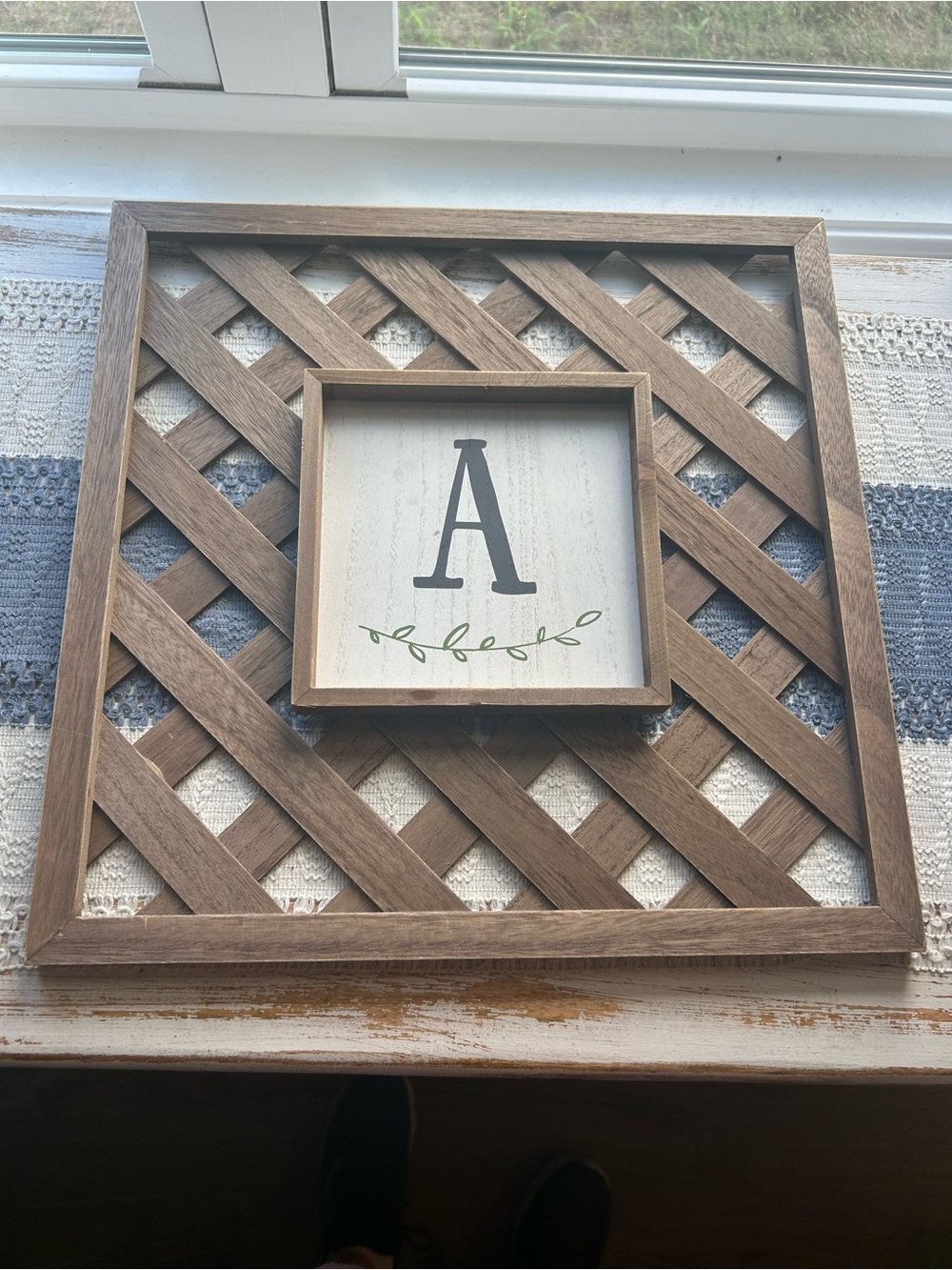 Rustic Farmhouse Monogram “A” Lattice Wall Decor